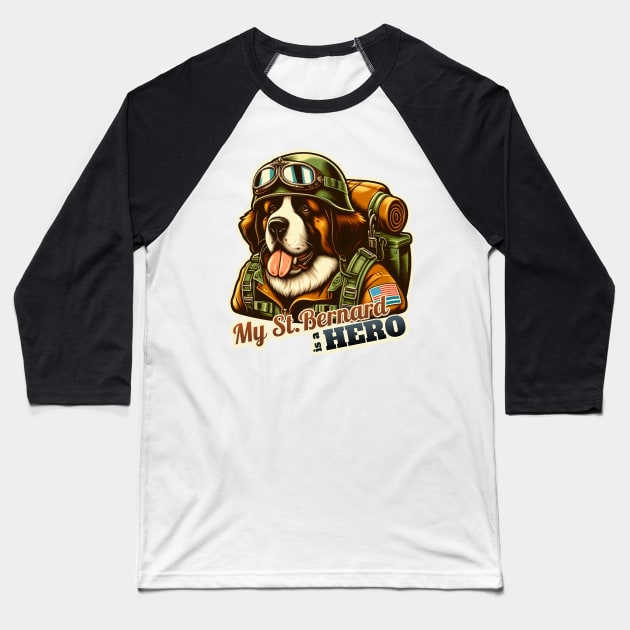 St. Bernard soldier Baseball T-Shirt by k9-tee